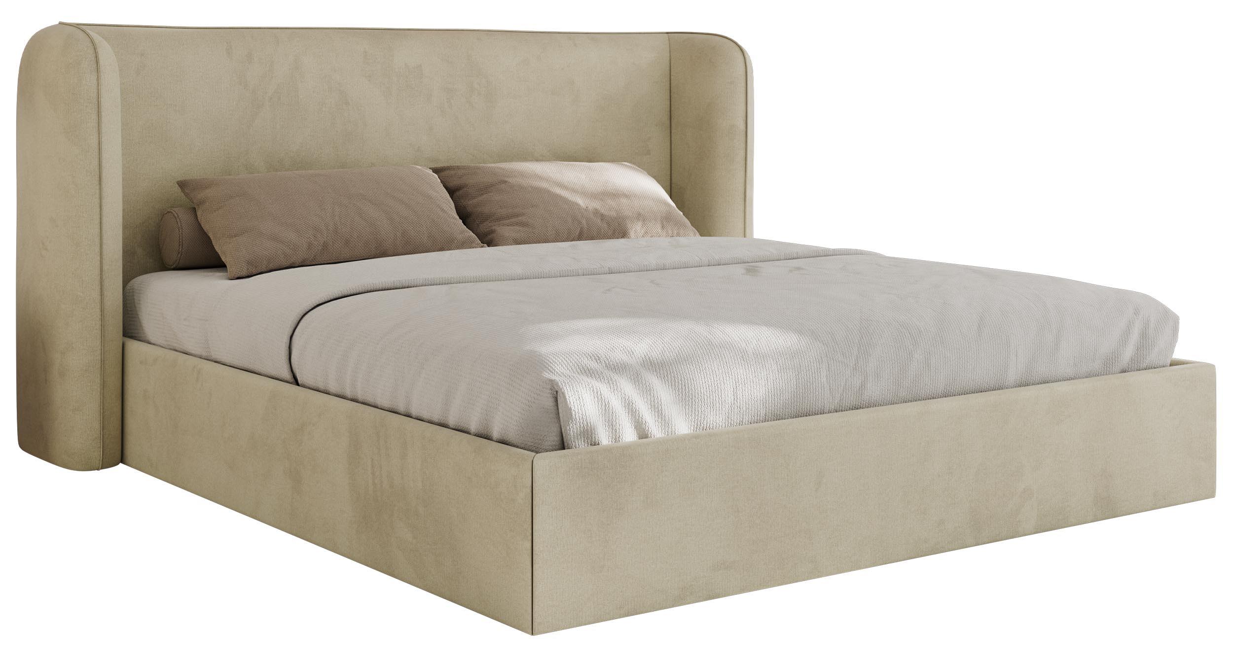 POLSTERBETT EMORA CLASSIC 180/200 - Beige Velvet - ohne Matratze - Beige, Textil (180/200cm) - MKS