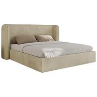 POLSTERBETT EMORA CLASSIC 180/200 - Beige Velvet - Multipocket-Matratze - Beige, Textil (180/200cm) - MKS