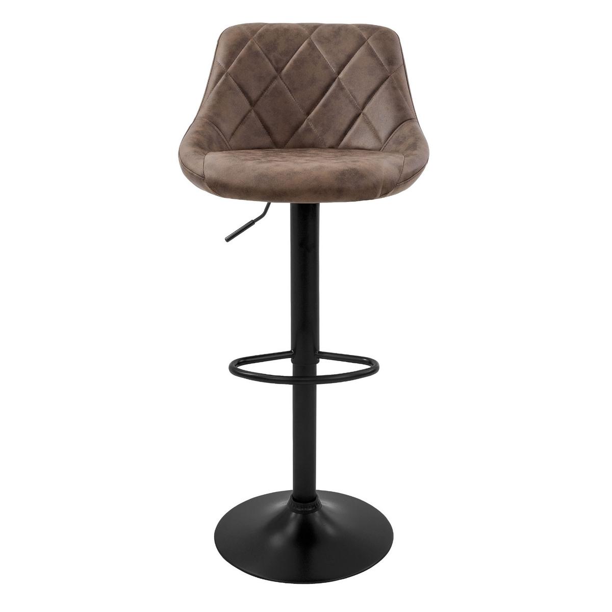 BARHOCKER 2er Set aus Kunstleder Braun höhenverstellbar/drehbar - Schwarz/Braun, Metall (37/106/47cm) - ML-DESIGN