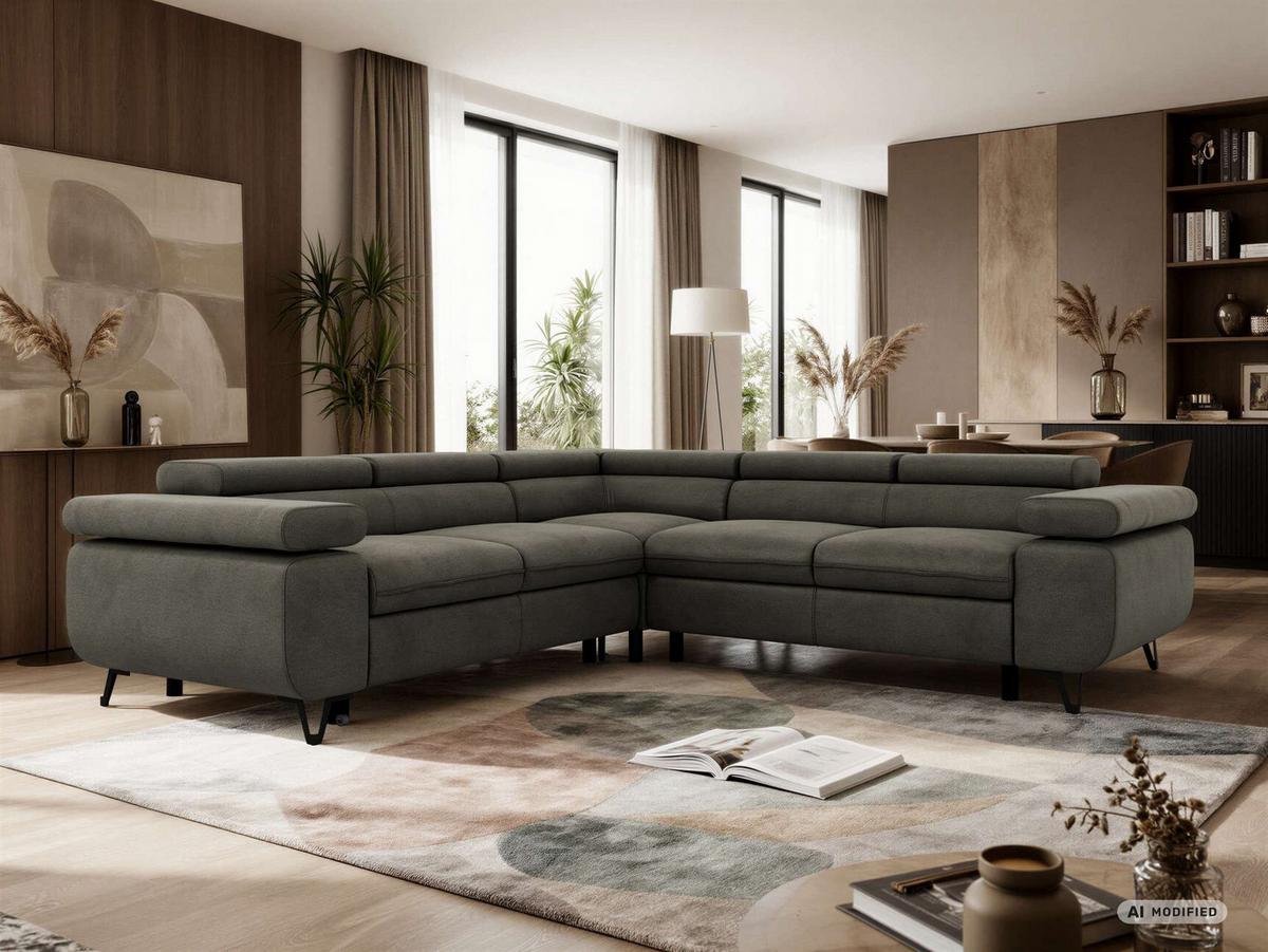 ECKSOFA QUADRO L - Anthrazit Velvet - Rechts Seite - Anthrazit/Schwarz, Textil/Metall (269/269cm) - MKS