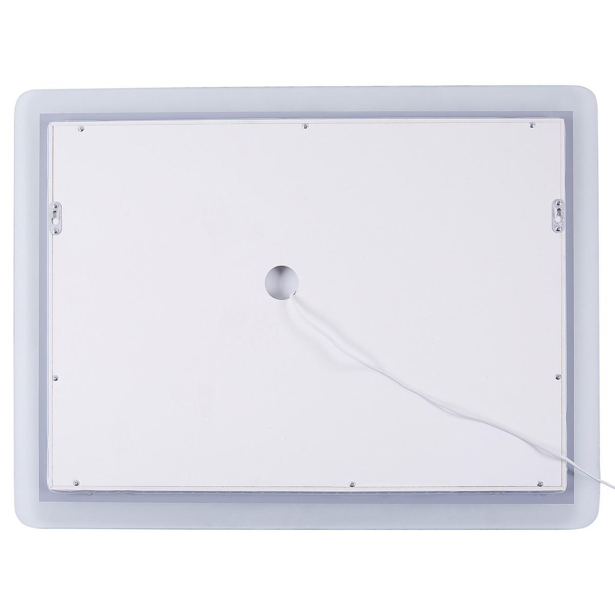 BADSPIEGEL mit LED-Beleuchtung rechteckig 80/60 cm Corroy - Silberfarben, Glas (80/60/3cm) - Beliani