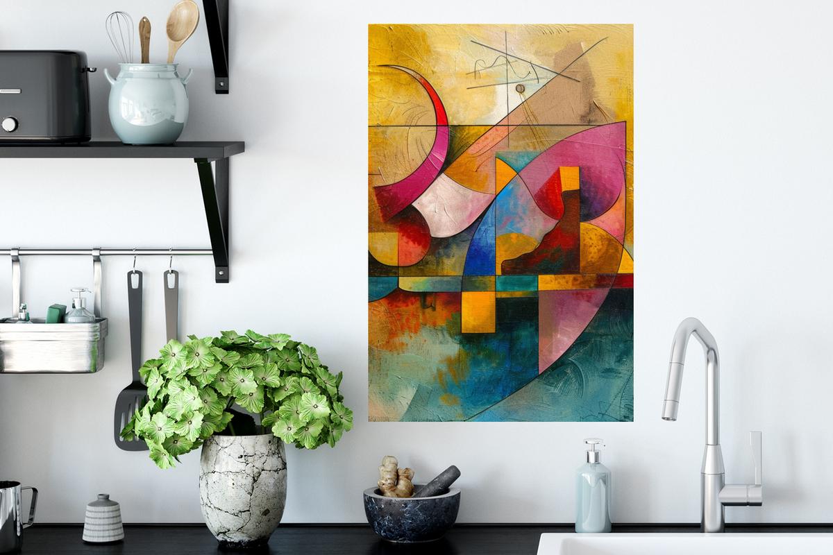WANDTATTOO Kunst - Abstrakt - Modern Wandbild 40x60 cm - Gelb, Kunststoff (40/60/0.1cm) - MuchoWow