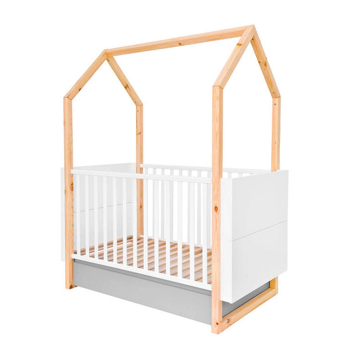 BABYZIMMER 2-teilig Weiß und grau - Weiß, Holzwerkstoff (144/86.5/80cm) - Petits-meubles