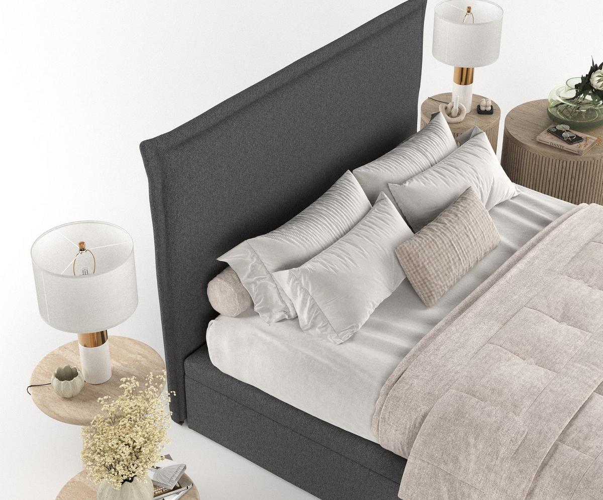 POLSTERBETT Eliot mit Stauraum 140/200 cm Anthrazit im Megan Stoff - Anthrazit/Schwarz, Holz/Holzwerkstoff (140/200cm) - AltaBeds