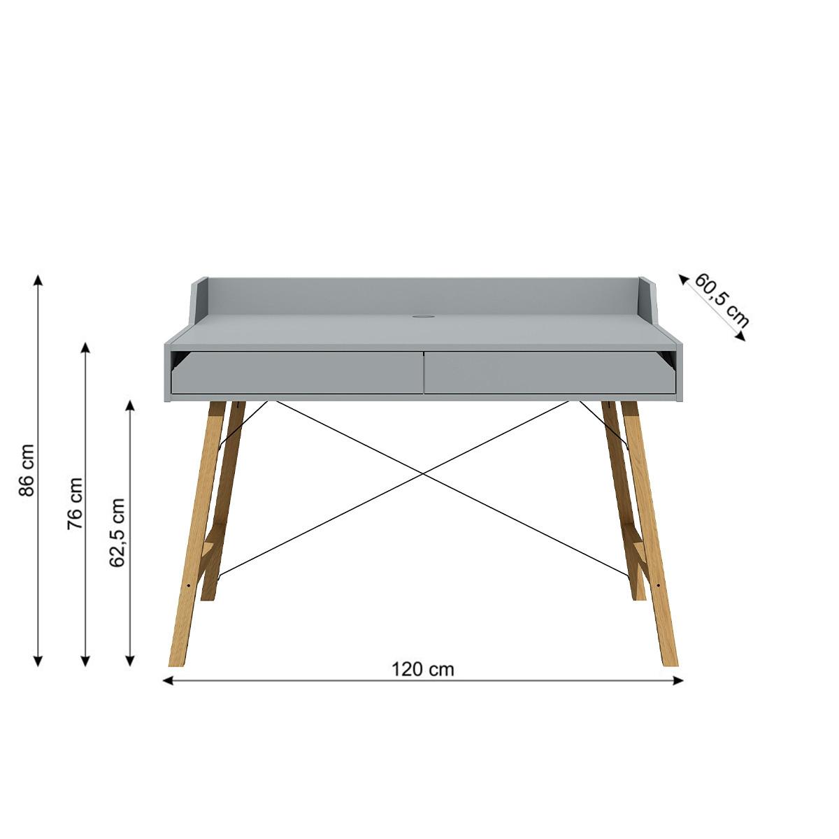 SCHREIBTISCH Grau - Grau, Holzwerkstoff (60/120/86cm) - Petits-meubles