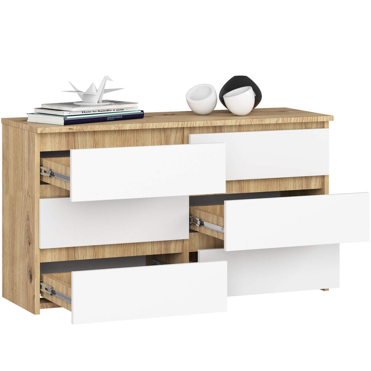 KOMMODE Eiche Artisan, Weiß 57/100/35 - Eiche Artisan/Weiß, Holzwerkstoff (100/57/35cm) - RAUMHIRSCH FURNITURE