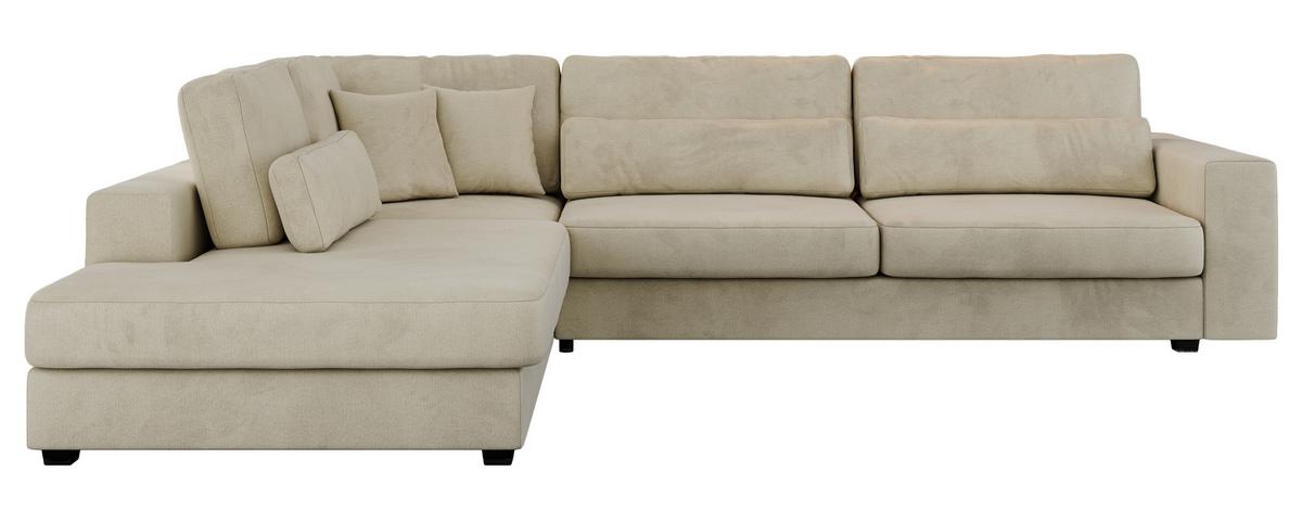 ECKSOFA Savona Beige Velvet - links - Beige/Schwarz, Kunststoff/Textil (316/249cm) - MKS
