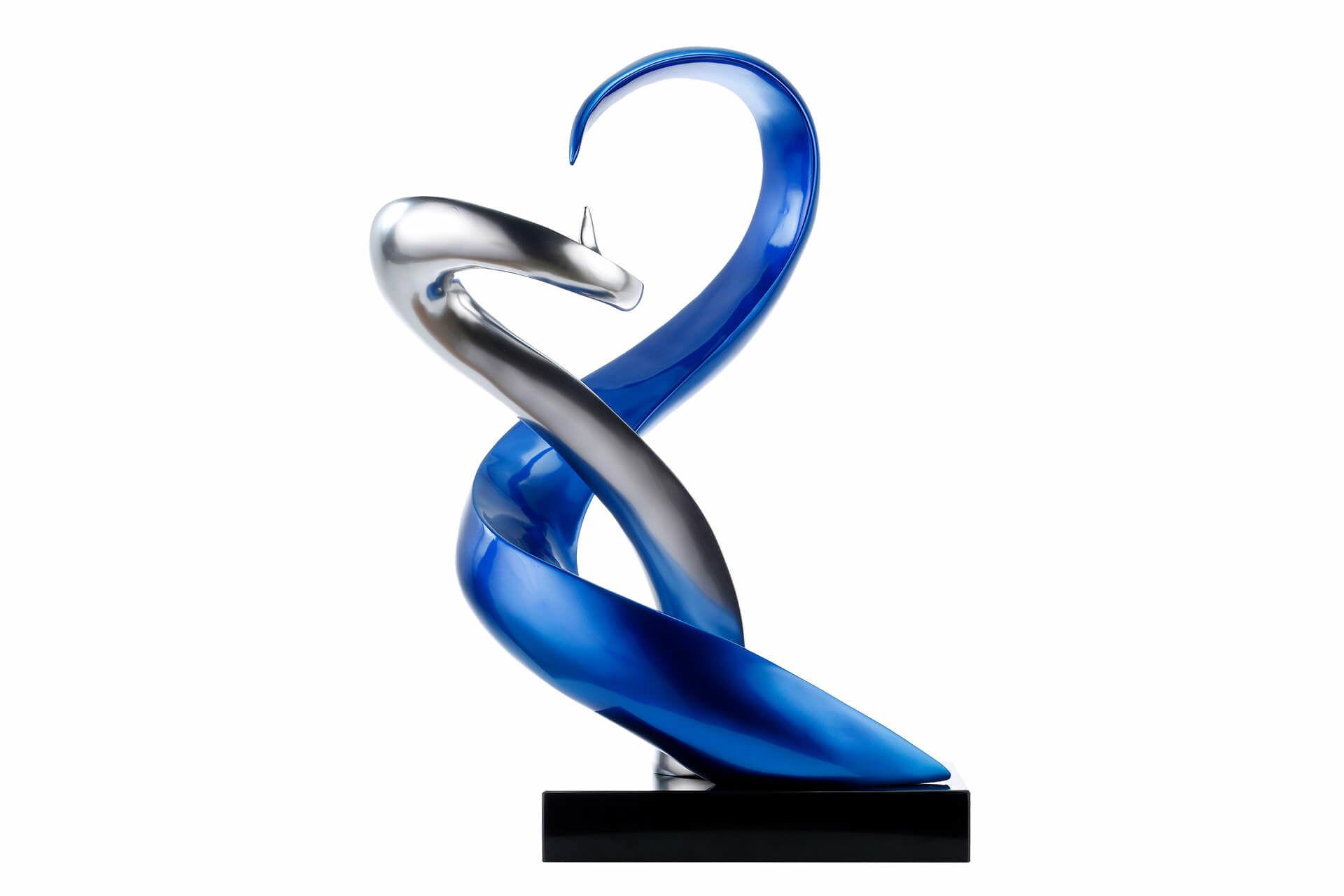 SKULPTUR Blau 45/63 cm - Blau/Silberfarben, Stein (8.55/63/28cm) - KUNSTLOFT