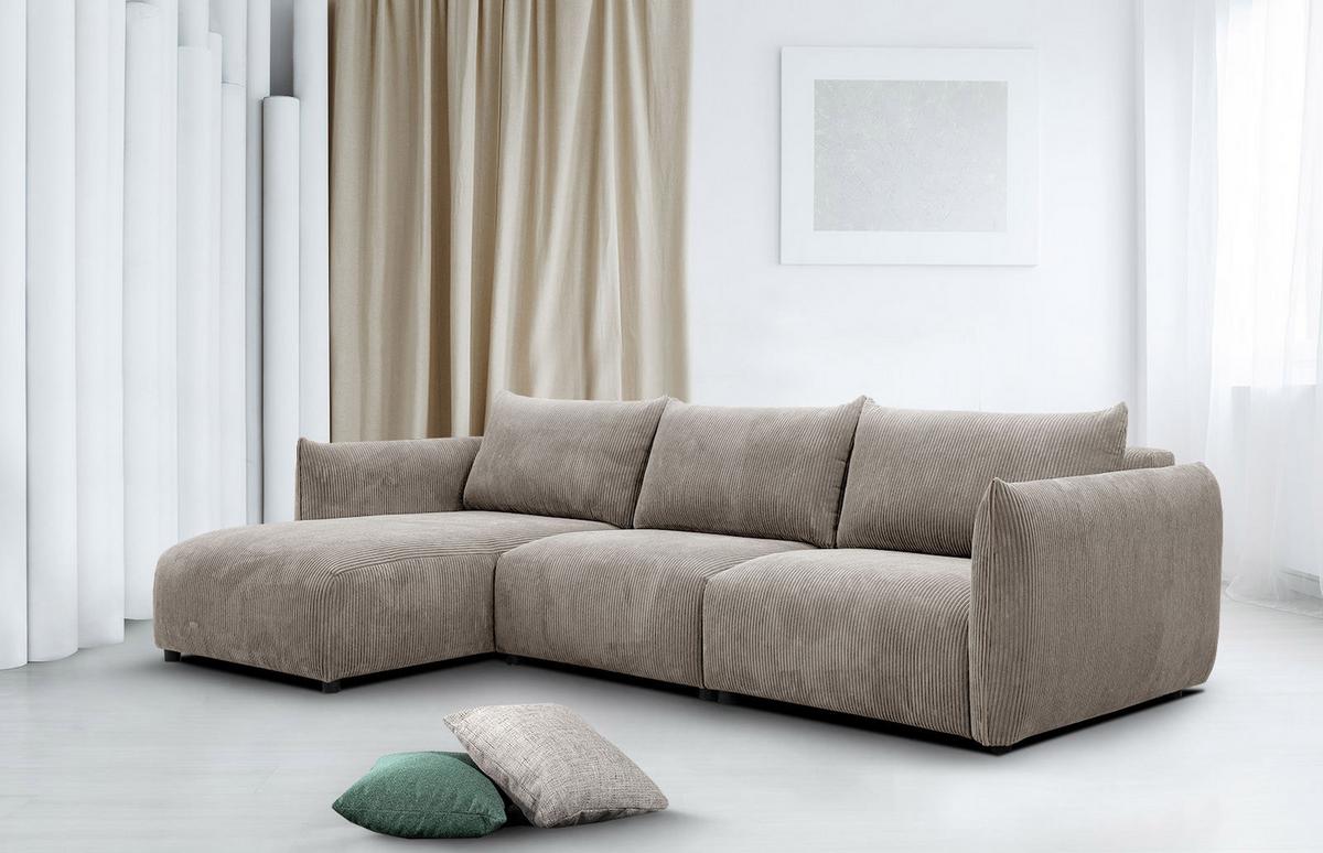 ECKSOFA TAUER 5-Sitzer, taupe - Taupe/Schwarz, Holzwerkstoff/Kunststoff (173/294cm) - Wozimo