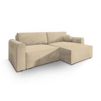ECKSOFA FIANO M Creme Velours-Stoff mit Schlaffunktion - Creme/Grau, Holz/Kunststoff (245/148cm) - MASSENO