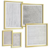BILDER SET 5er Set - 50x50 cm & 20x30 cm & 40x60 cm Goldrahmen - Sandmuster geometrische Strukturen - Goldfarben, Kunststoff (40/60cm) - TULUP