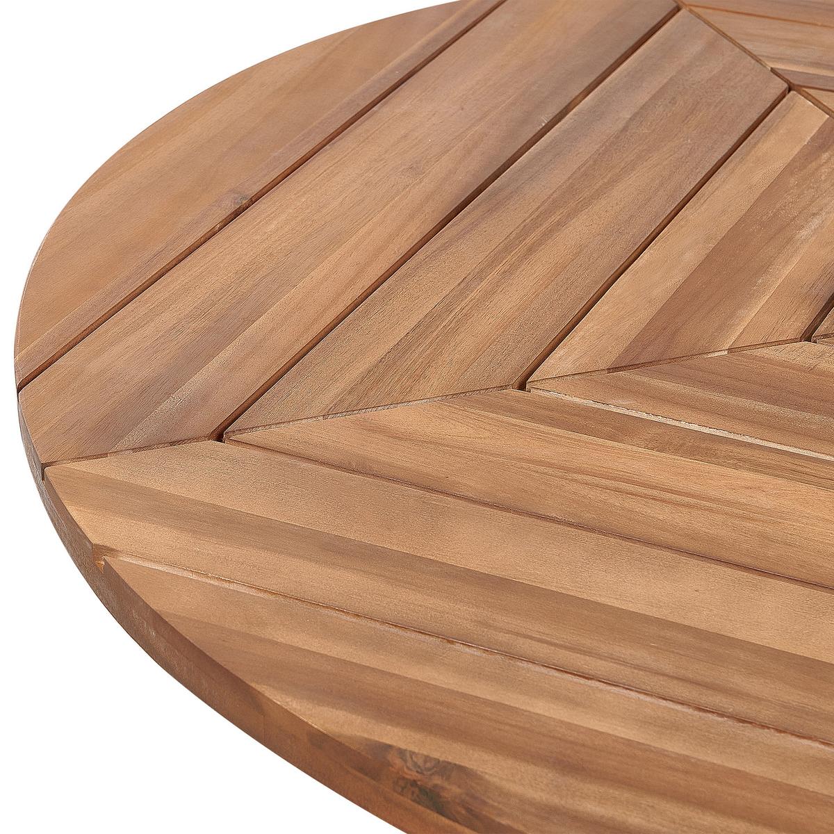 GARTENTISCH Heller Holzfarbton Iissone - Hellbraun/Schwarz, Holz (110/110/75cm) - Beliani