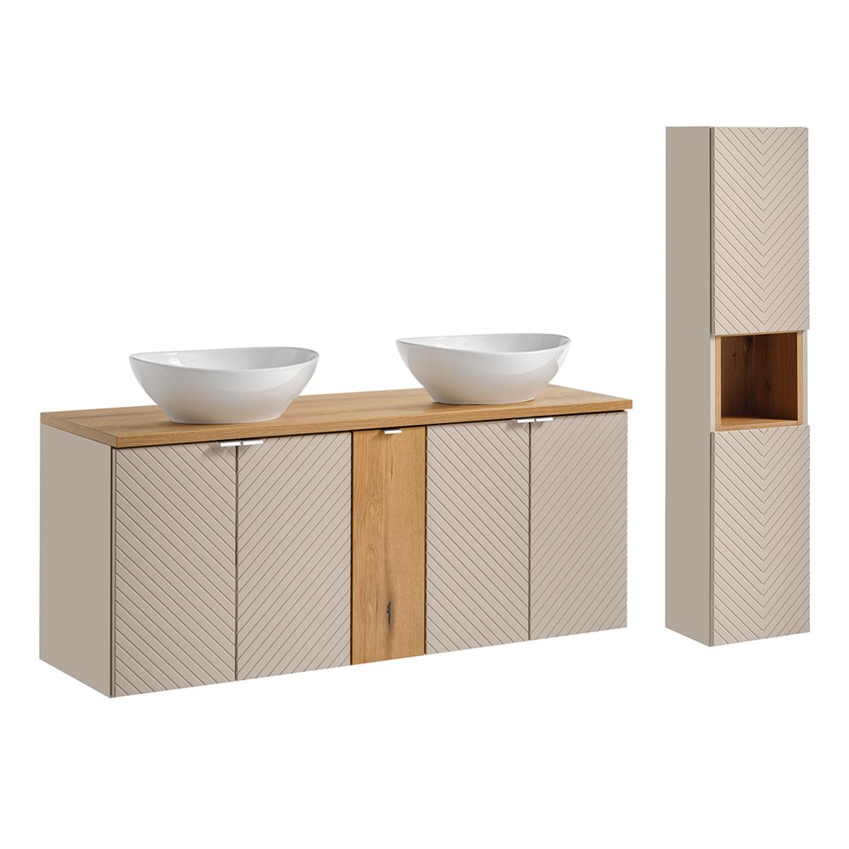 BADMÖBEL 140cm Manoa 2er-Set Kaschmir - Holz - Beige, Holzwerkstoff (140/59/40cm) - Petits-meubles