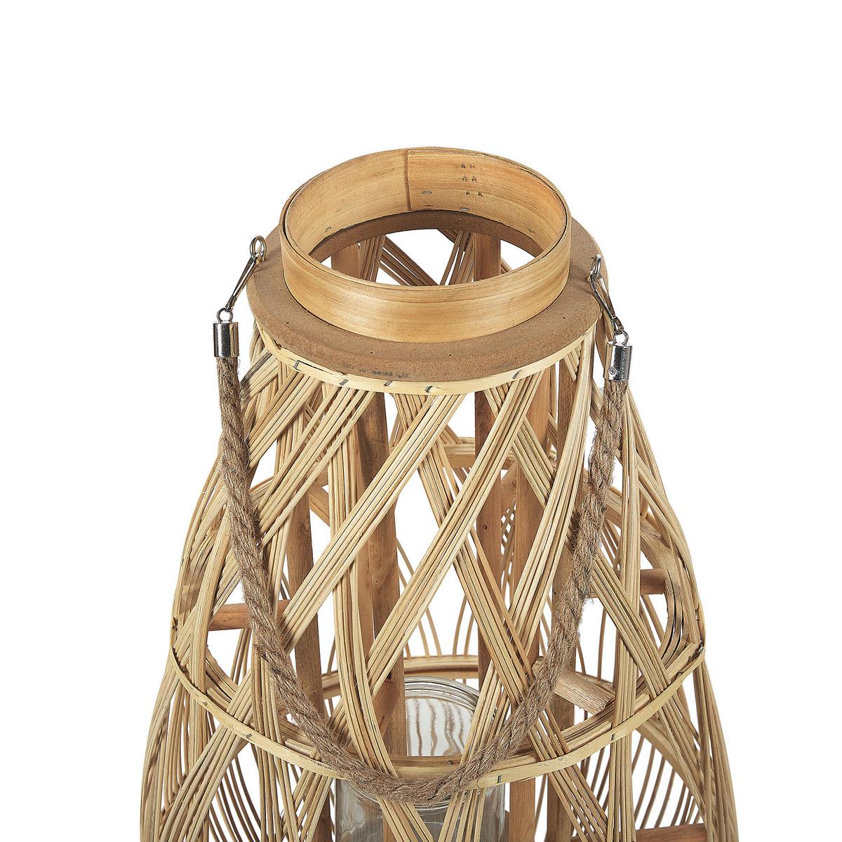 LATERNE Heller Holzfarbton Tonga - Hellbraun, Holz (39/77/39cm) - Beliani