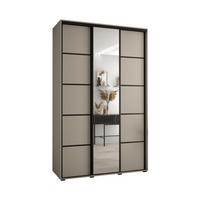 SCHWEBETÜRENSCHRANK 235,2/150/60 3-türig - Kaschmir/Schwarz, Holz/Metall (150/235.2/60cm) - MÖBEL KRYSPOL