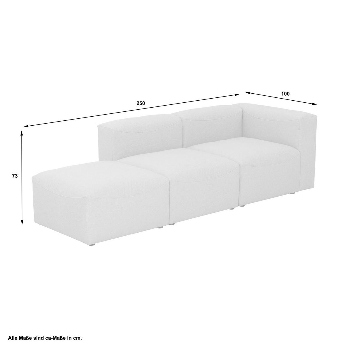 SOFA 2-Sitzer mit Hocker links Kattrina Flachgewebe anthrazit - Anthrazit, Kunststoff (100/73/250cm) - 58aufmkessel