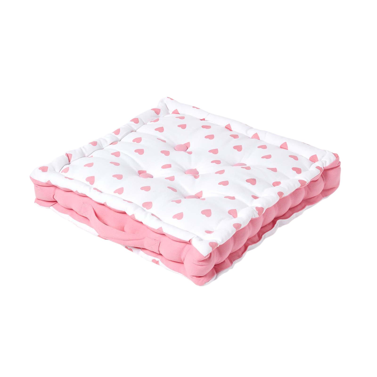 SITZKISSEN rosa Herz-Muster 50/50/10 cm - Rosa, Textil (50/50/10cm) - Homescapes