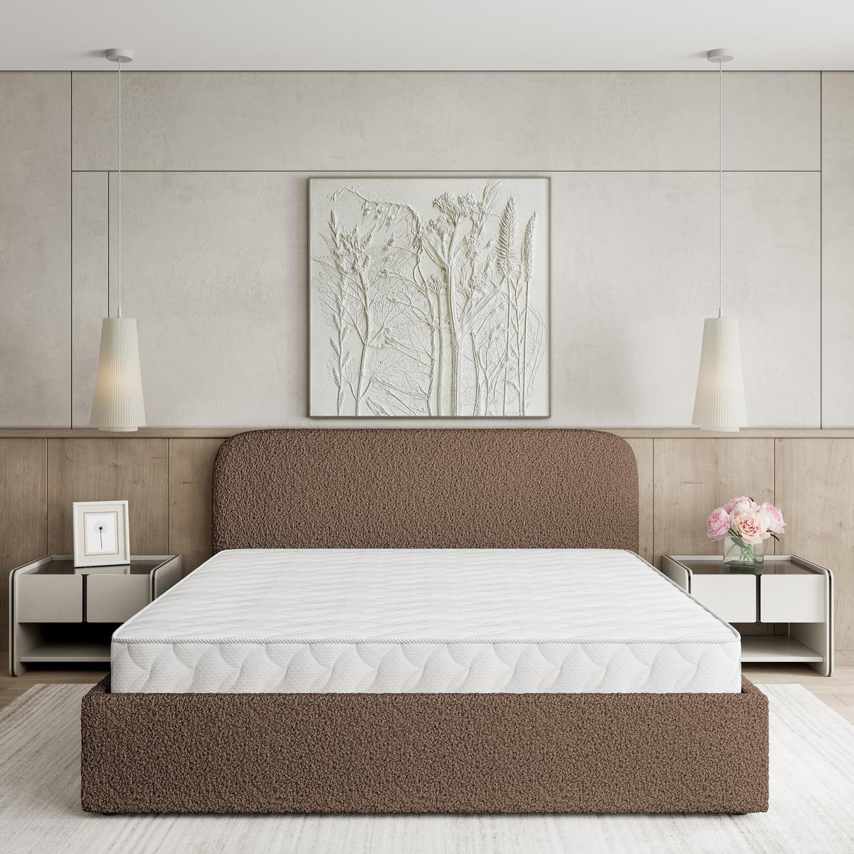 POLSTERBETT RENIVE Q 120x200 cm mit Bettkästen - Braun - Braun, Holz/Textil - MASSENO