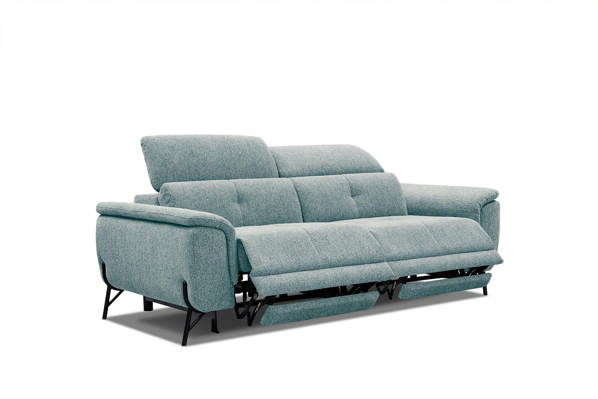 SOFA AVENA 3-Sitzer mit 2 Relaxfunktionen, mintgrün - Mintgrün, Holzwerkstoff/Textil (204/80/108cm) - Wozimo