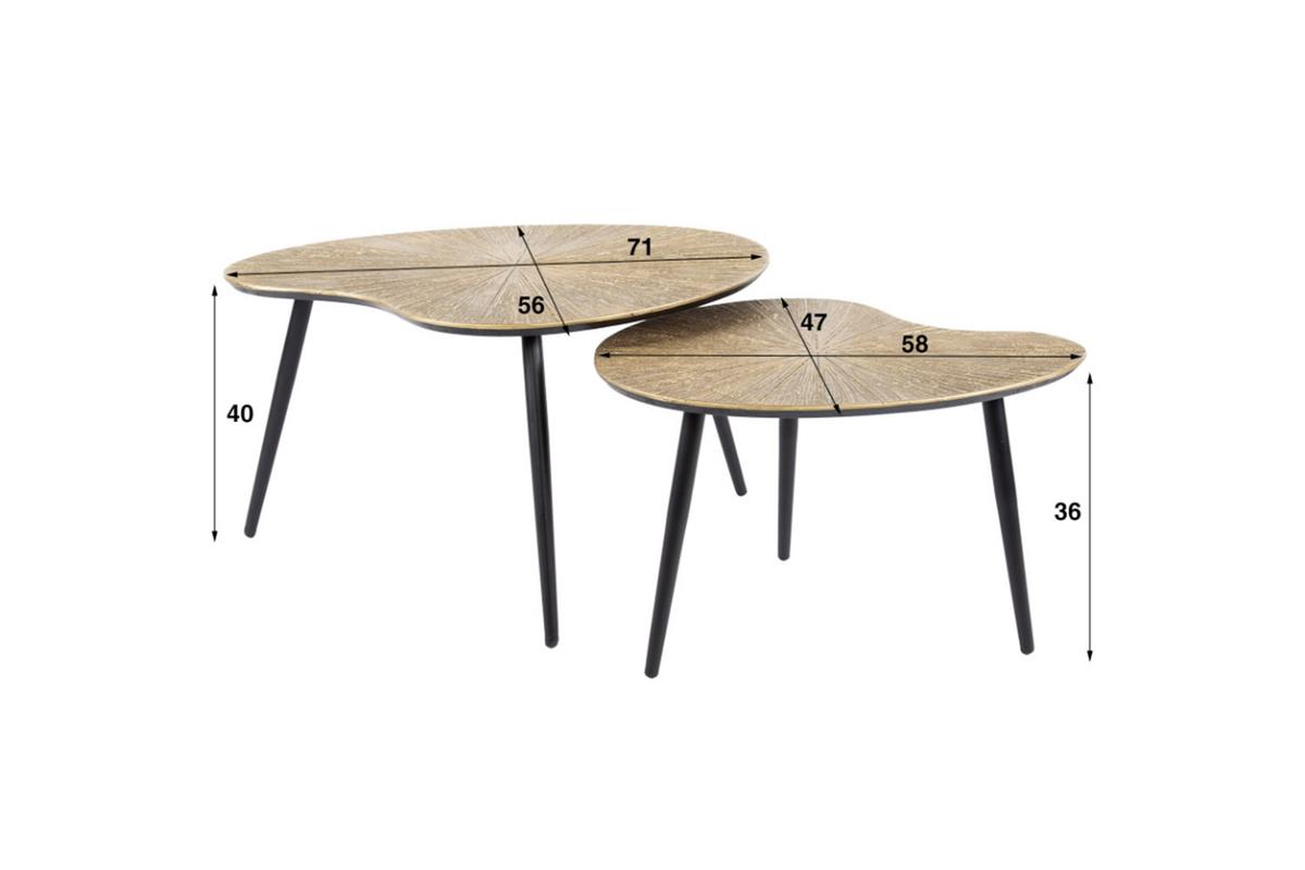 COUCHTISCH TIBALI 2ER SET Bronze Metall - Schwarz/Bronzefarben, Metall (56/71/40cm) - KAWOLA