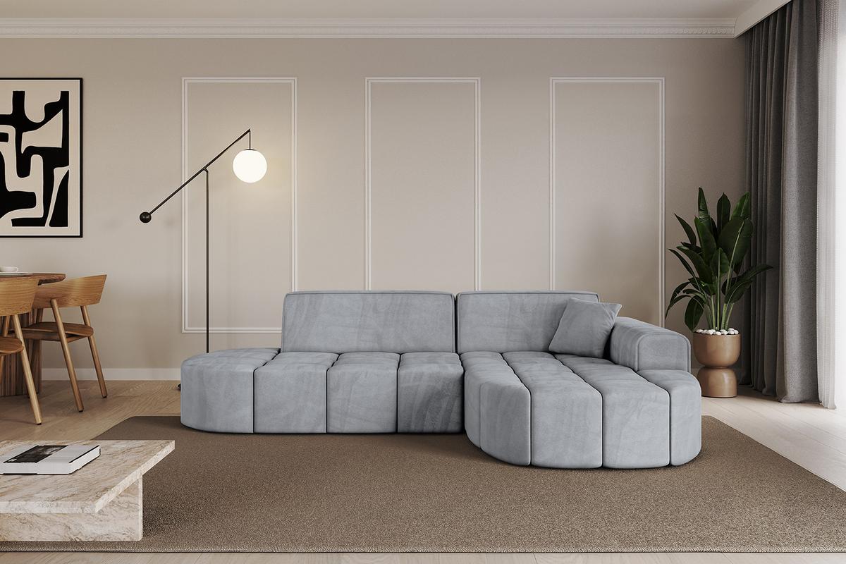 ECKSOFA Ottomane Rechts LIVO-L1 - 252x173x79,5 cm Hellgrau - Grau, Holzwerkstoff/Textil (252/173cm) - ALTDECOR