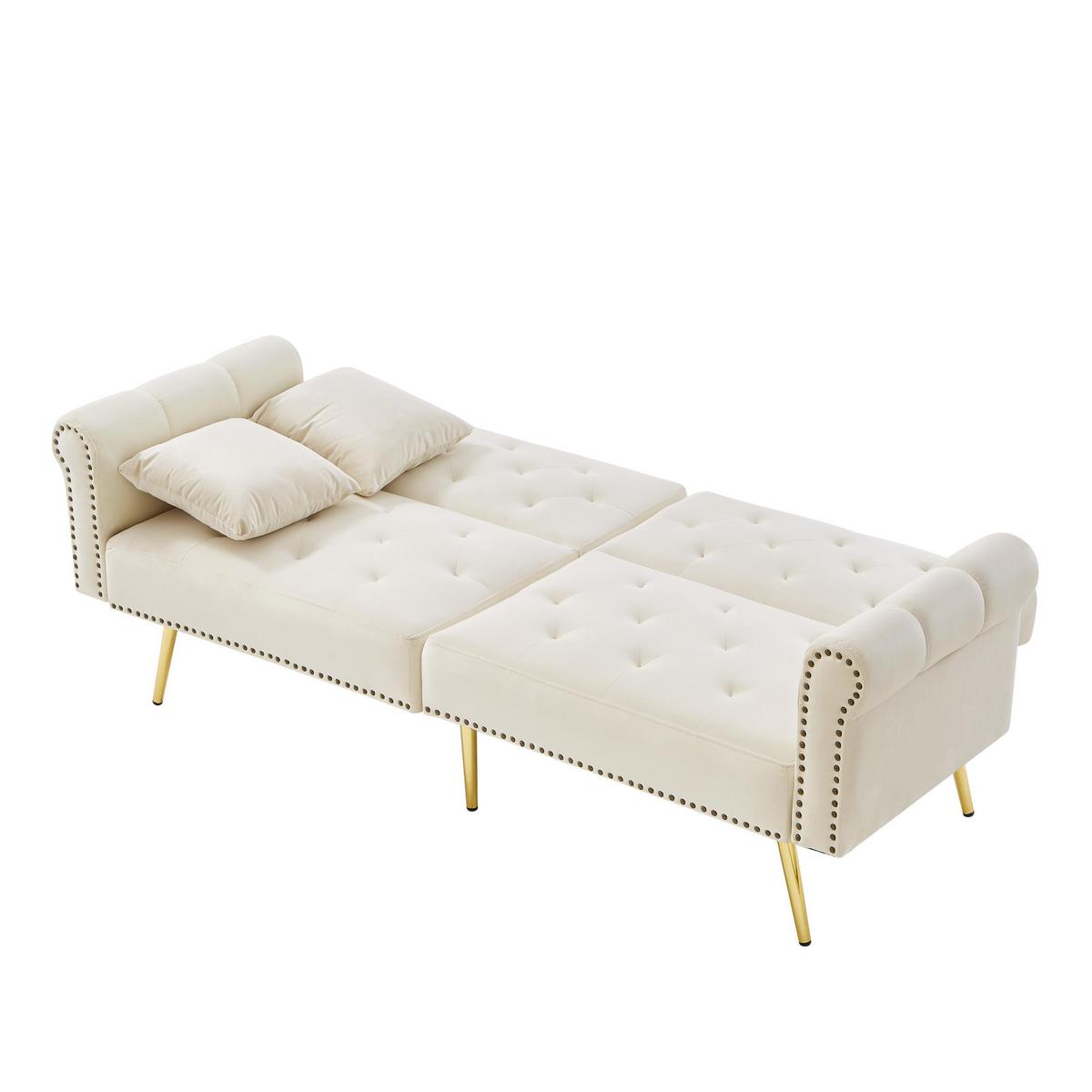 SCHLAFSOFA 2-in-1 Funktion Velours - Beige, Kunststoff (173/70/75cm) - Urban Meuble