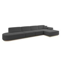 ECKSOFA Ottomane Rechts IREA-L3 - 412x165x80 cm Grau - Olivgrün, Holzwerkstoff/Textil (412/165cm) - ALTDECOR