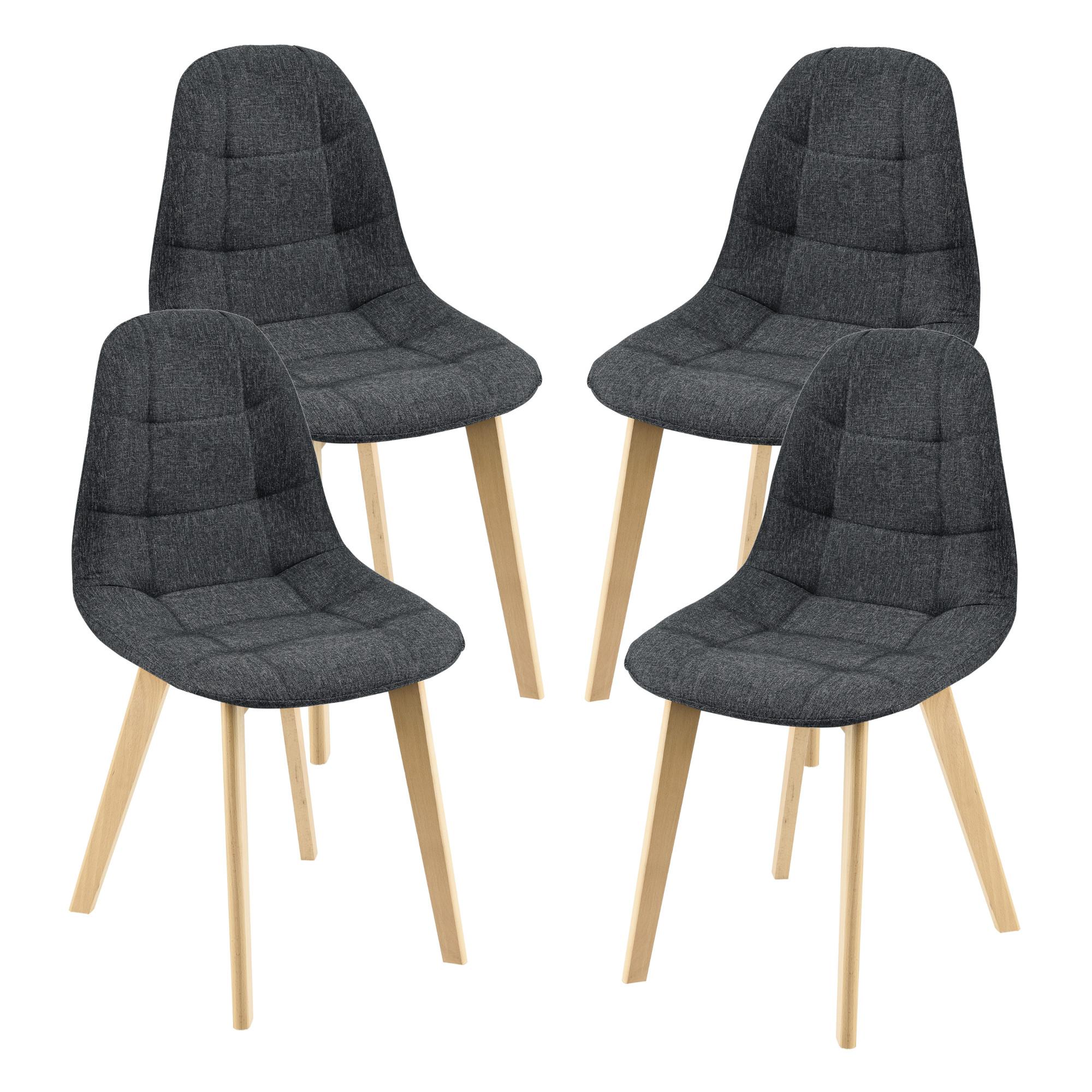 ESSZIMMERSTUHL Kopparberg 4er-Set - Schwarz, Textil (53/86/47cm) - [en.casa]