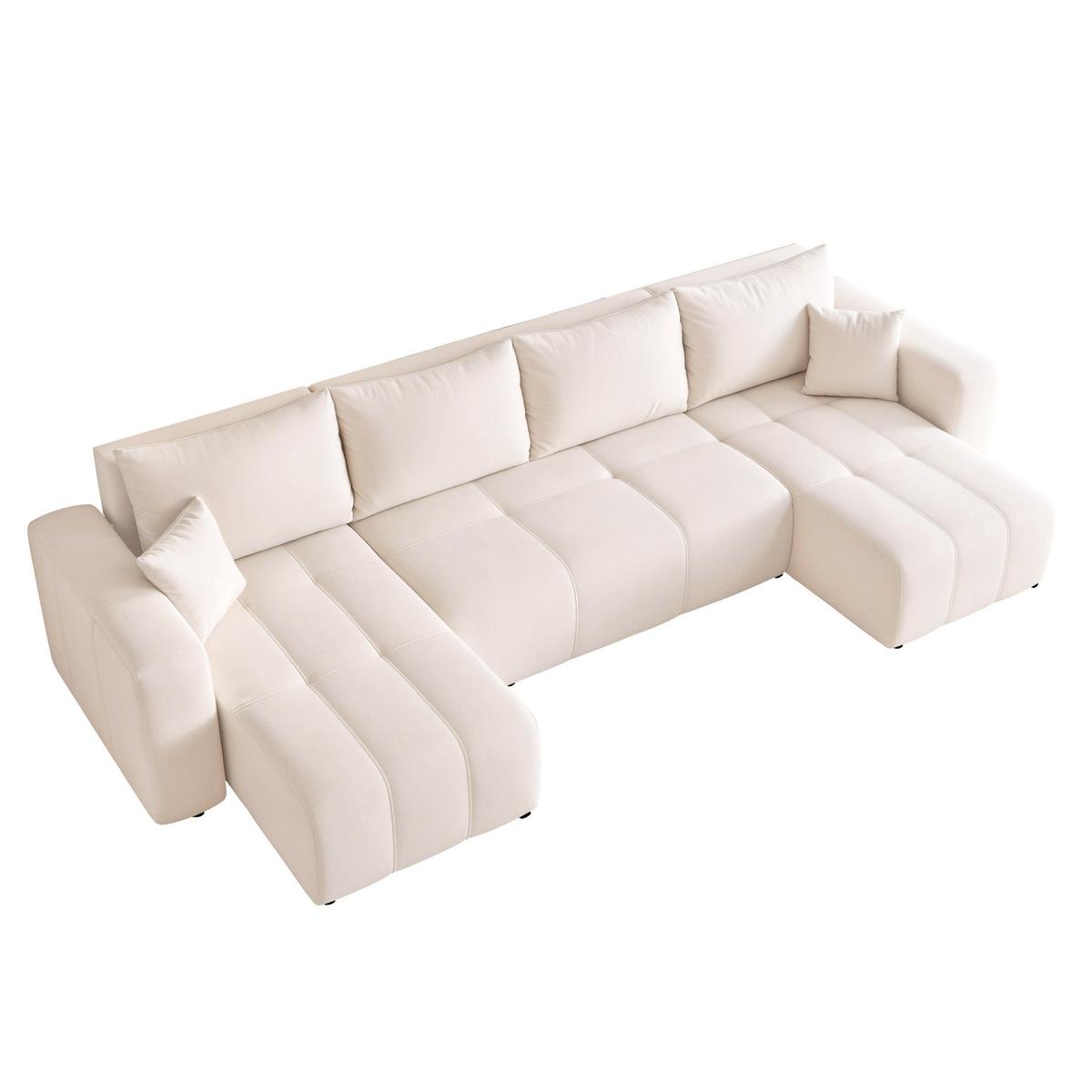 WOHNLANDSCHAFT PEDRO mit Schlaffunktion und Bettkasten Creme - Creme, Holzwerkstoff/Kunststoff (318/79/145cm) - Idohome