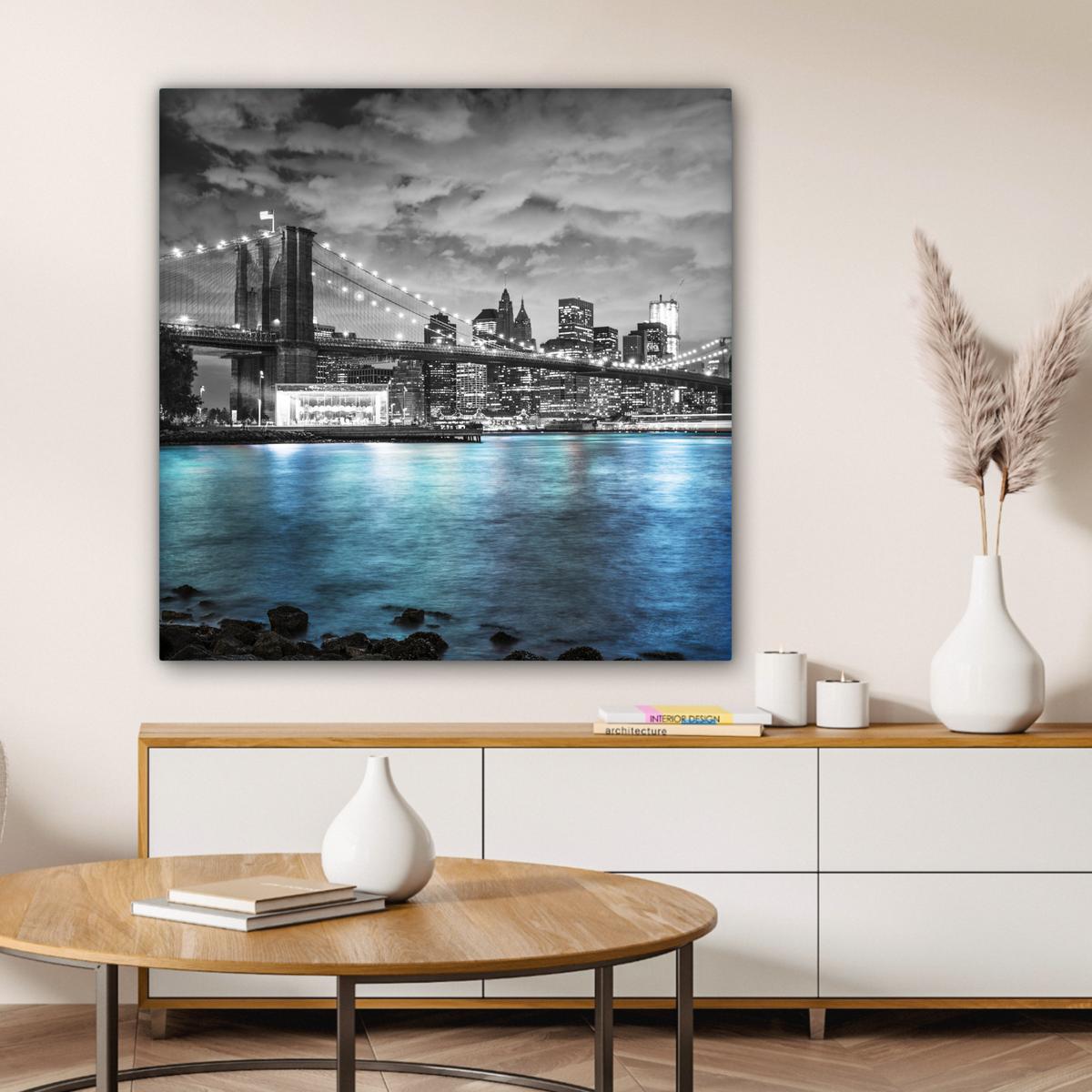 LEINWANDBILD New York - Skyline - Stadt - Blau Deko Groß 90x90 cm - Blaugrau, Textil (90/90cm) - MuchoWow