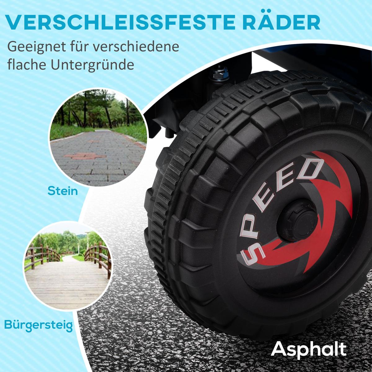 KINDERQUAD Kinder Elektro-Quad 6V Elektroauto mit Anhänger, 2,5 km/h Metall Blau - Blau, Metall (106/41.5/48.5cm) - HOMCOM