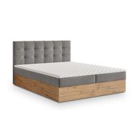 BOXBETT MOLVEN 160x200 cm mit Matratze und Topper - Grau - Grau, Holz (160/200cm) - MASSENO