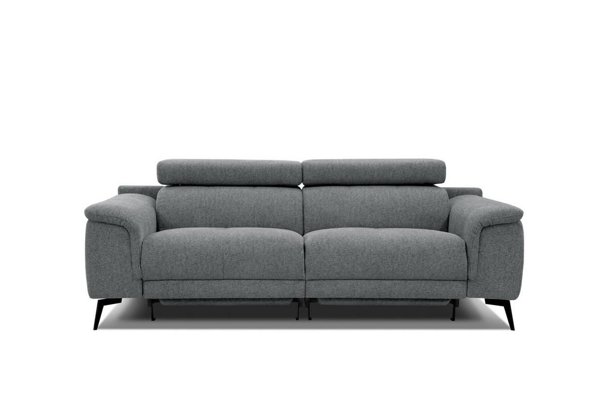 RELAXSOFA FIERO 3-Sitzer mit 2 Relaxfunktionen, grau - Schwarz/Grau, Holzwerkstoff/Textil (212/82/103cm) - Wozimo