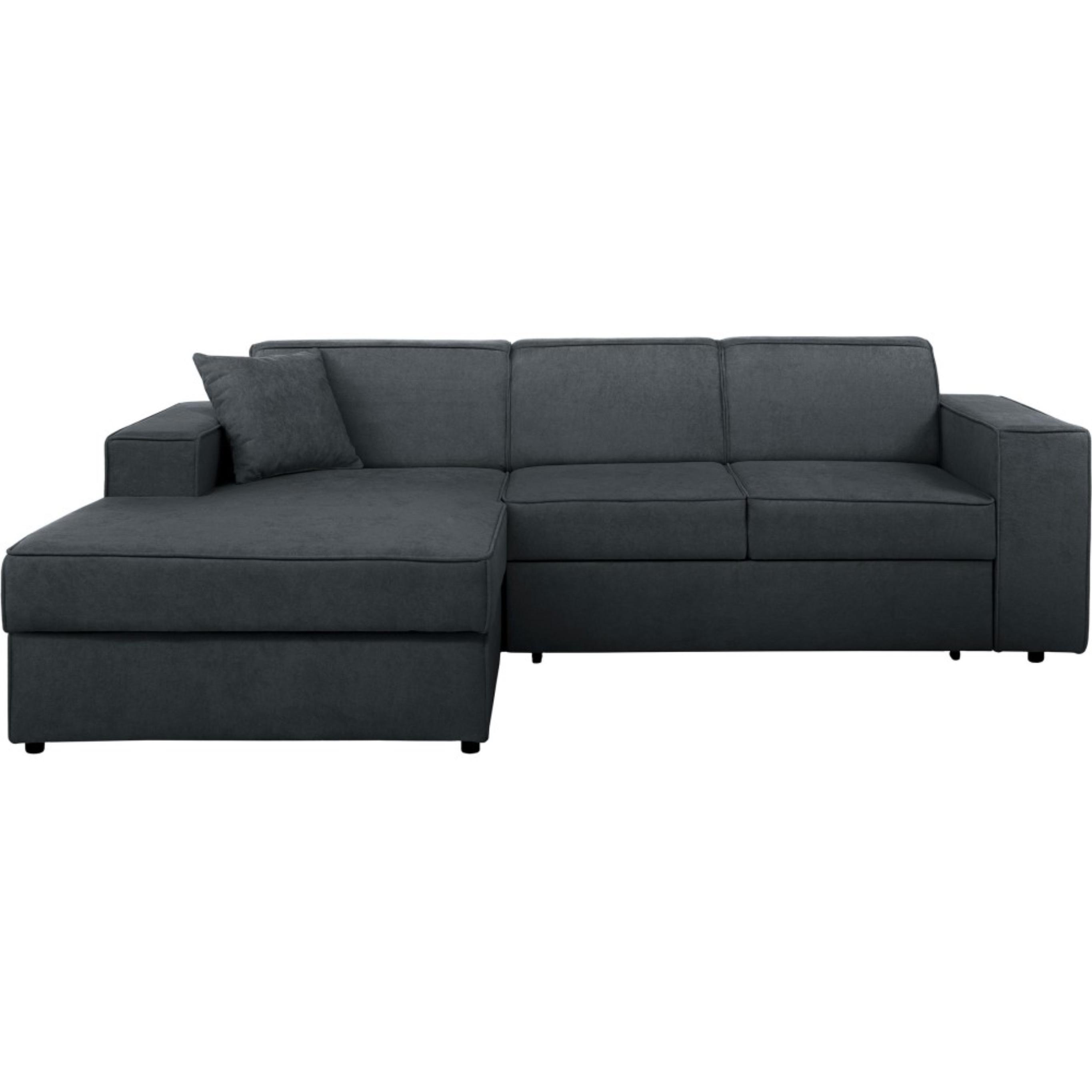 ECKSCHLAFSOFA mit Schlaffunktion Pedro L dunkelgrau links - Dunkelgrau/Schwarz, Kunststoff/Textil (267/160cm) - Beautysofa