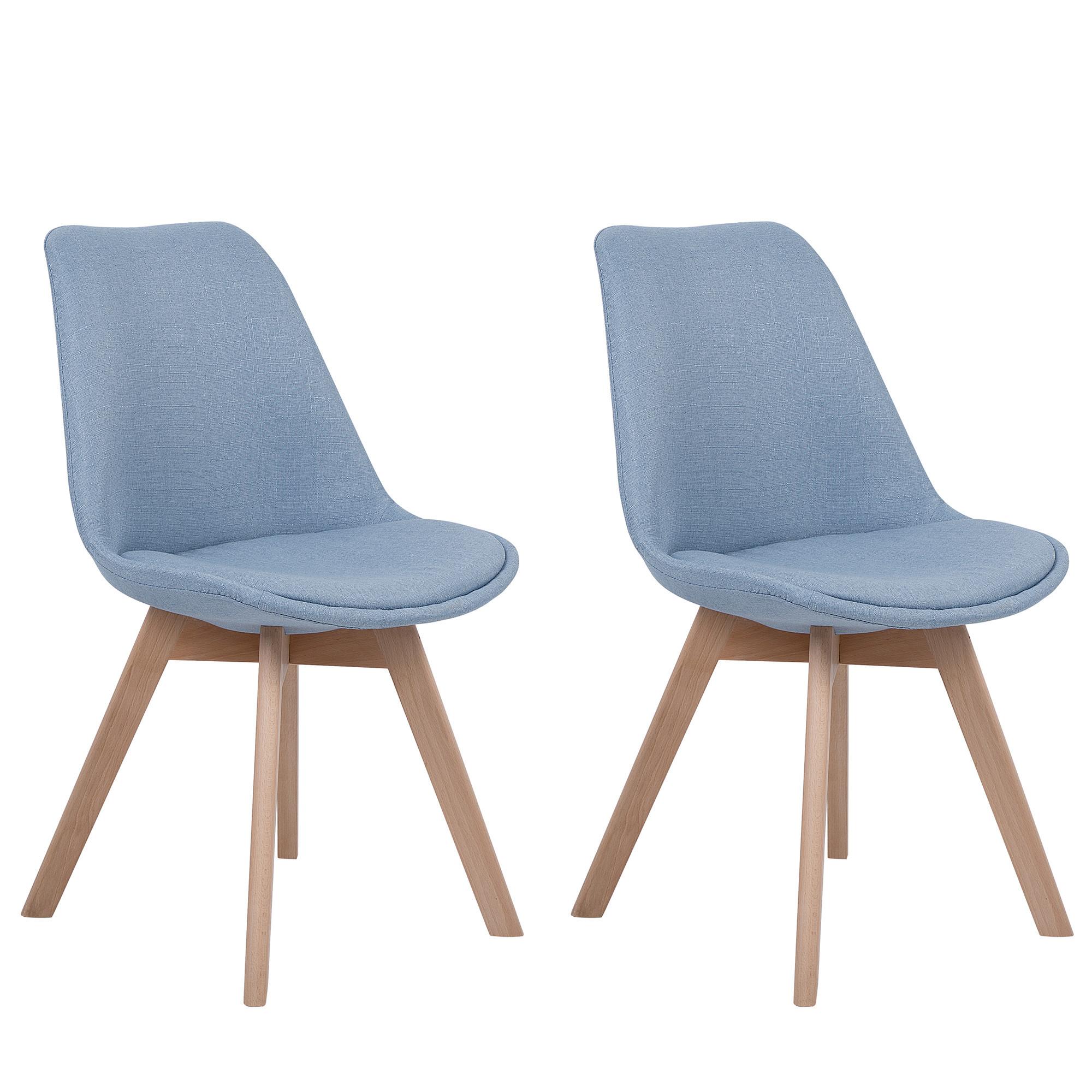 ESSZIMMERSTUHL 2er-Set Polsterbezug Blau Dakota - Hellblau, Holz/Textil (47/84/43cm) - Beliani