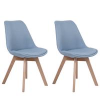 ESSZIMMERSTUHL 2er-Set Polsterbezug Blau Dakota - Hellblau, Holz/Textil (47/84/43cm) - Beliani