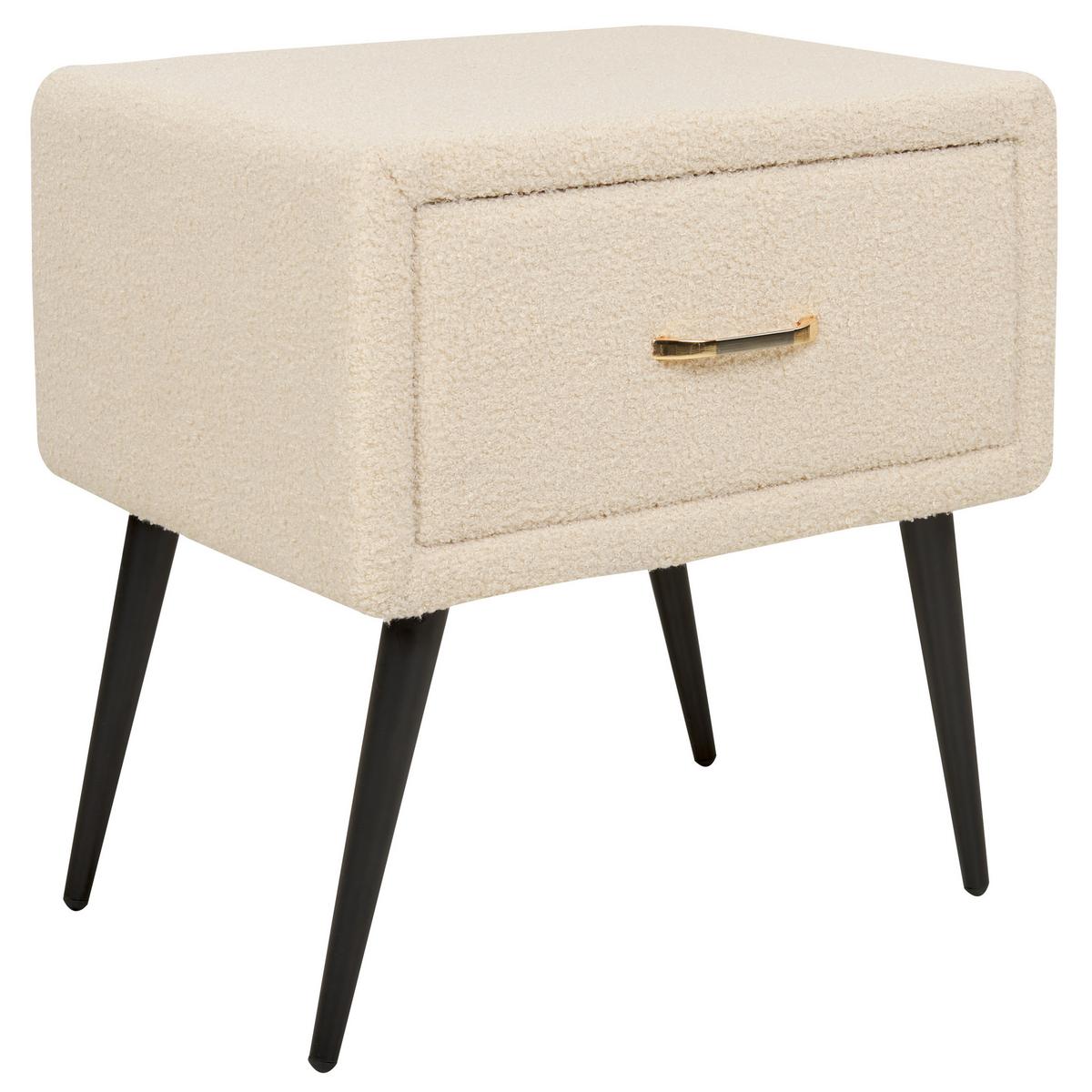 NACHTTISCH Bouclé hellbeige/schwarz 1 Schublade 38/46/49 cm Flayat - Beige/Roségold, Textil (46/49/38cm) - Beliani