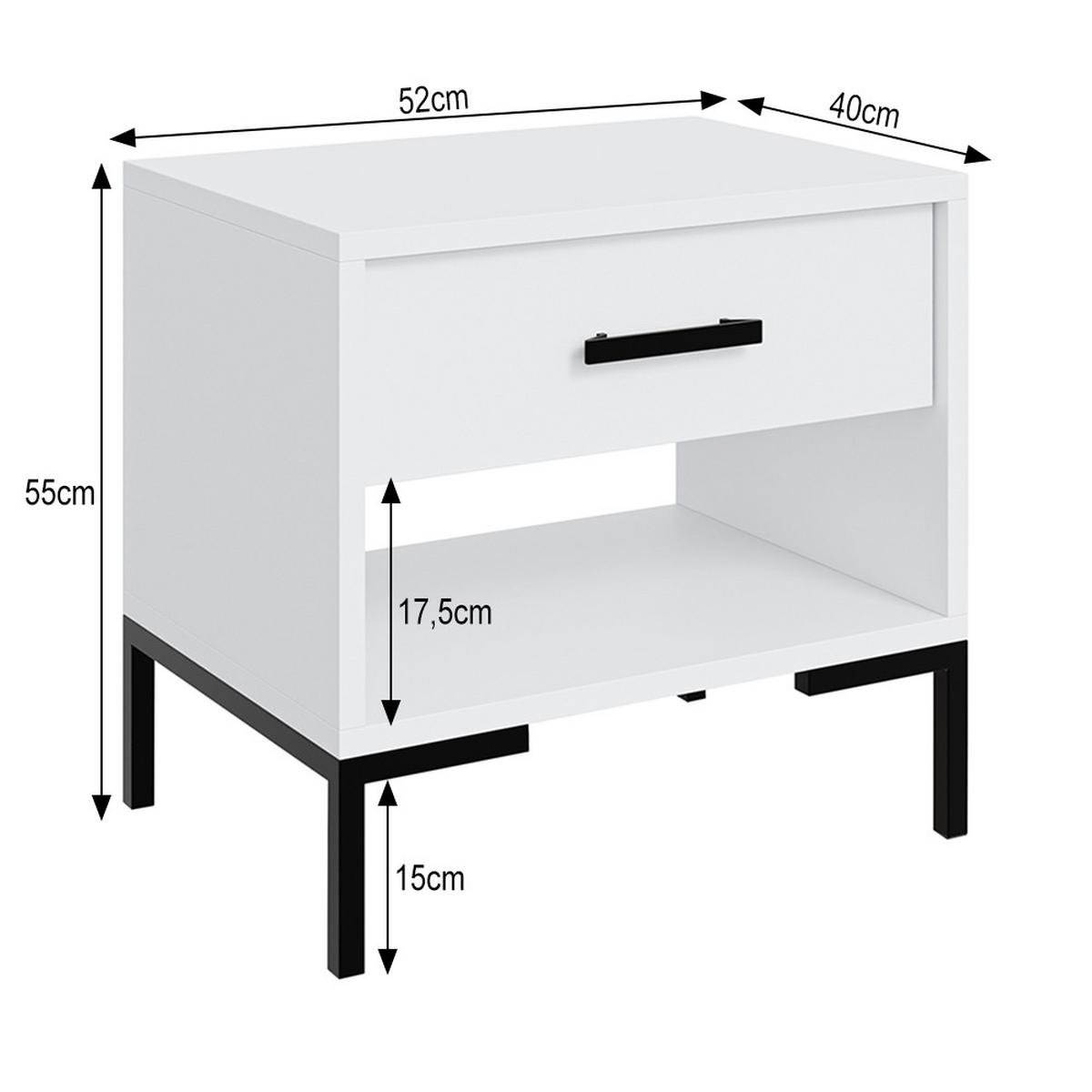 NACHTTISCH Selena mit Schublade und offenem Fach, Metallfüße, Selbstschließer, Kaschmir, 52 cm - Kaschmir/Schwarz, Holzwerkstoff/Metall (52/55/40cm) - Beautysofa