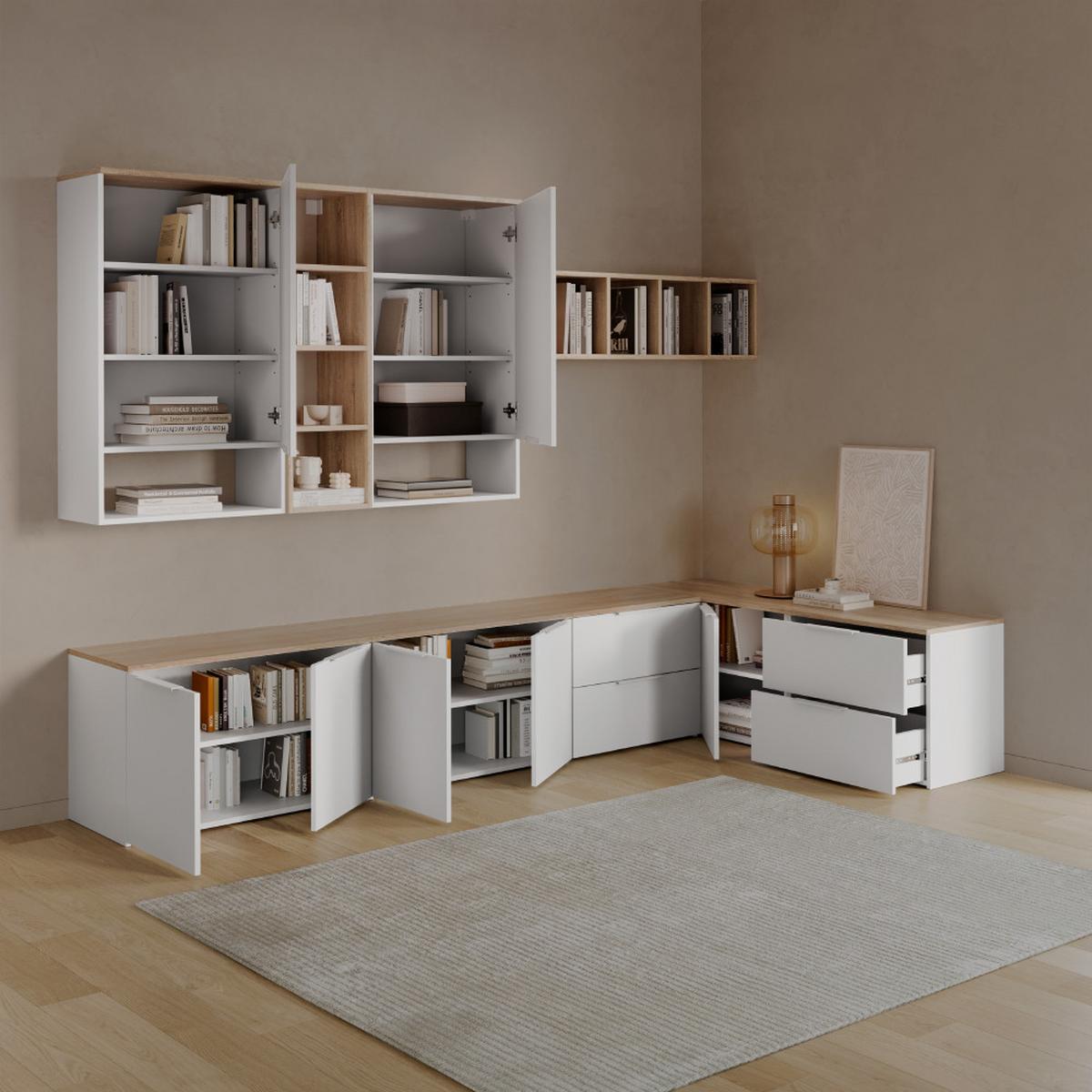 KOMMODE Piave Weiß/Sonoma 60 x 50 cm mit 2 Schubladen - Weiß/Sonoma Eiche, Holzwerkstoff (60/50/40cm) - Livinity®