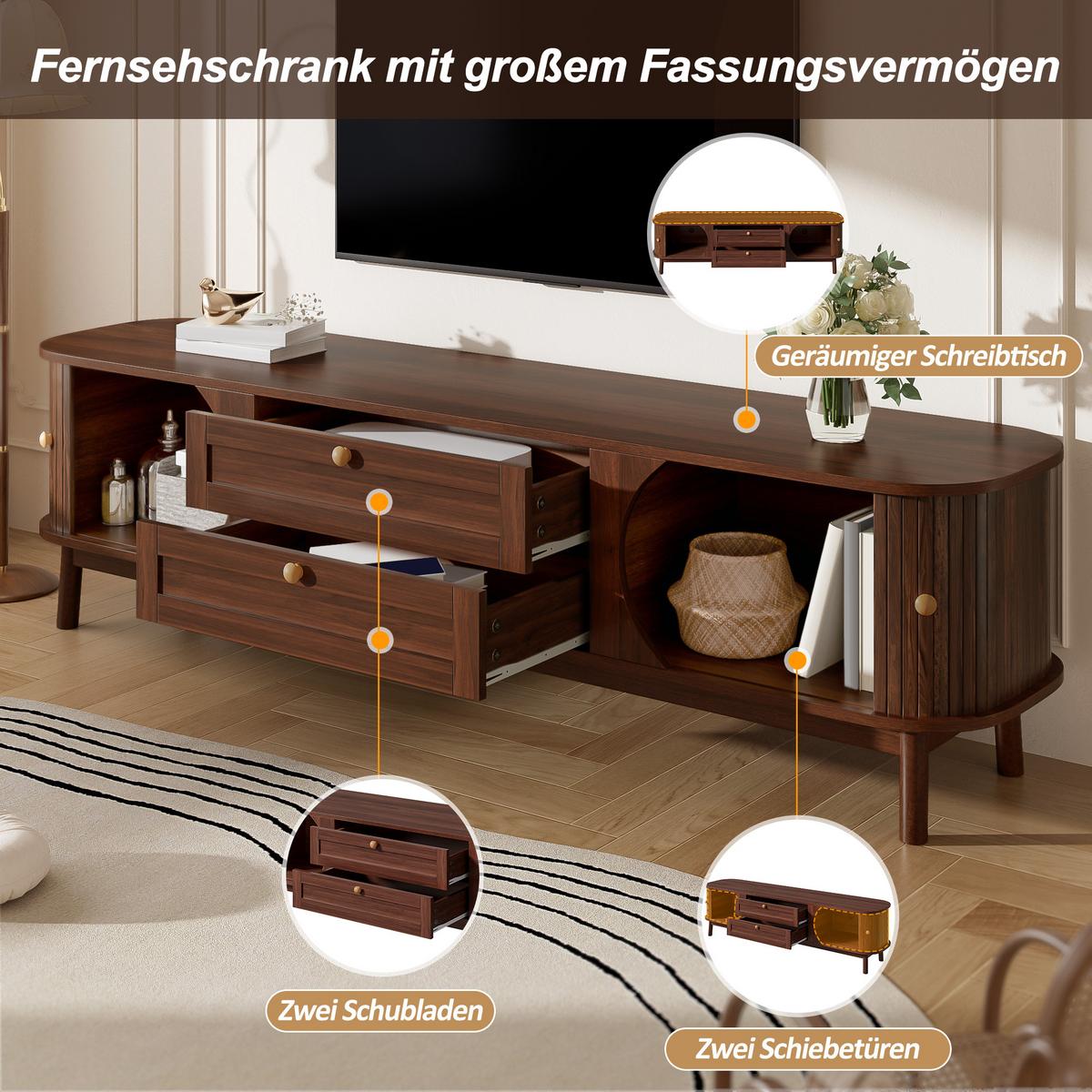 TV-LOWBOARD in Walnuss-Optik, Fernsehschrank mit Schiebetüren - Sonoma Eiche, Holzwerkstoff (170/46/39cm) - Urban Meuble