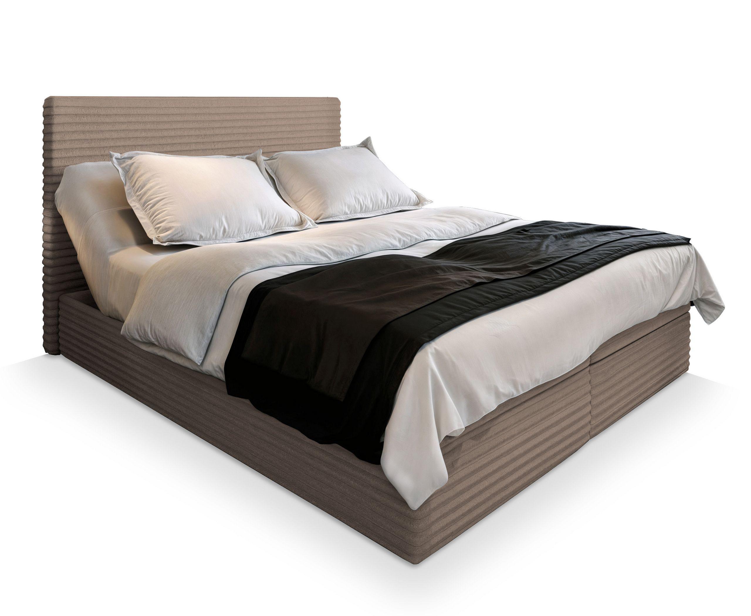 BOXBETT MILARA 140x200 cm mit Matratze und Topper - Beige - Beige, Holz (140/200cm) - MASSENO
