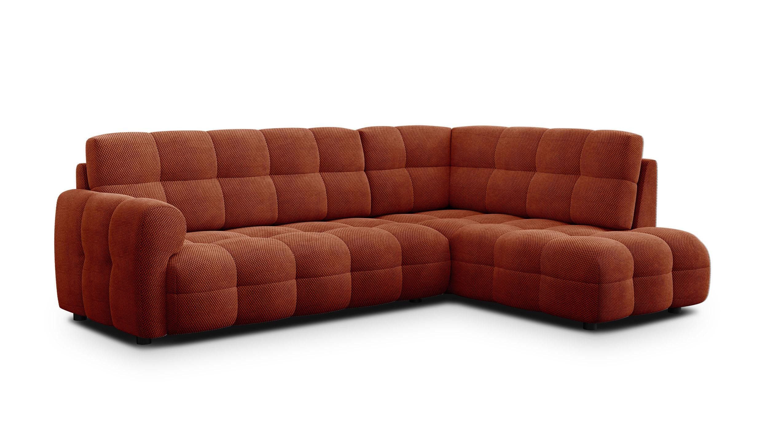ECKSOFA MELLOW 5-Sitzer, dunkelorange - Dunkelorange/Schwarz, Holz/Textil (283/191cm) - Wozimo