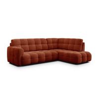 ECKSOFA MELLOW 5-Sitzer, dunkelorange - Dunkelorange/Schwarz, Holz/Textil (283/191cm) - Wozimo