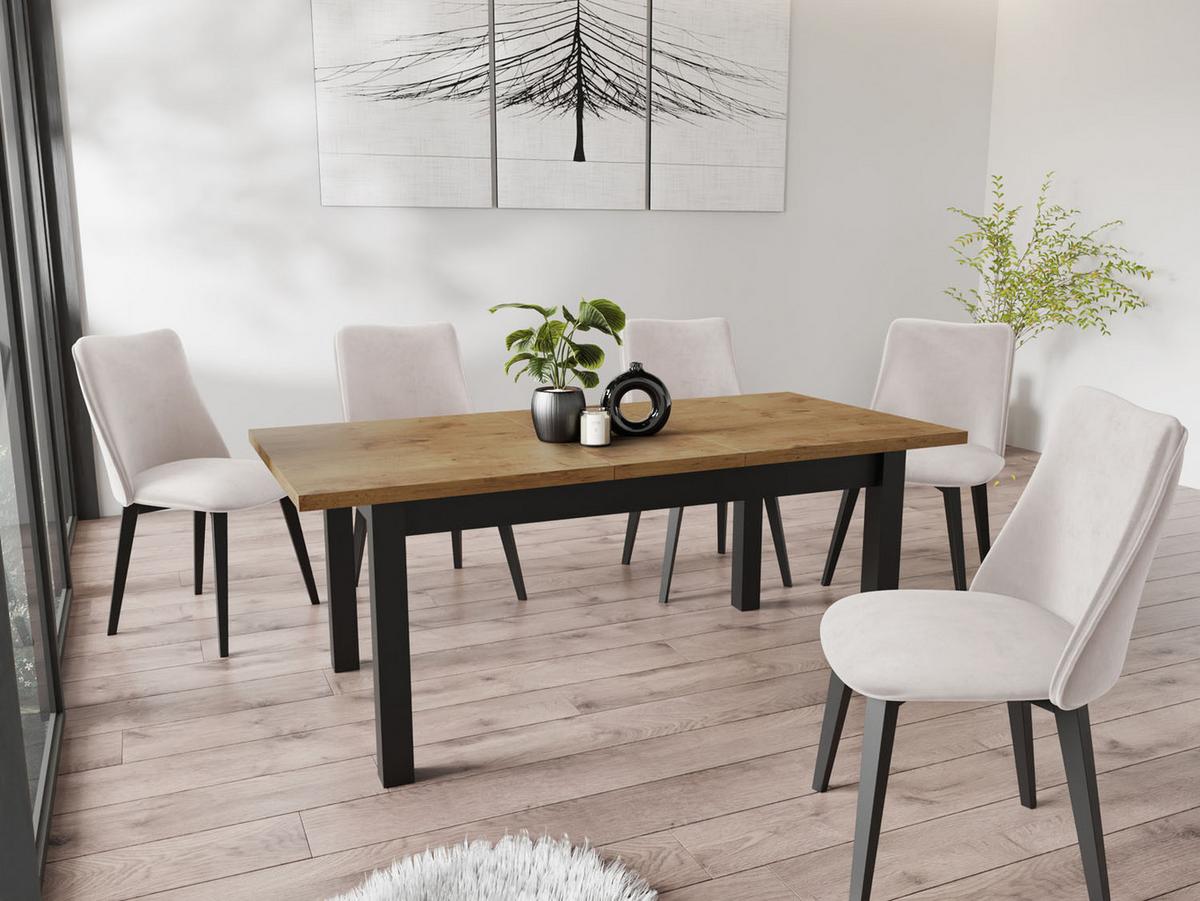 ESSTISCH Davidof rechteckig ausziehbar, Lancelot Eiche 160-240/90/76 cm - Eichefarben/Schwarz, Holz/Holzwerkstoff (90/240/76cm) - WFL GROUP