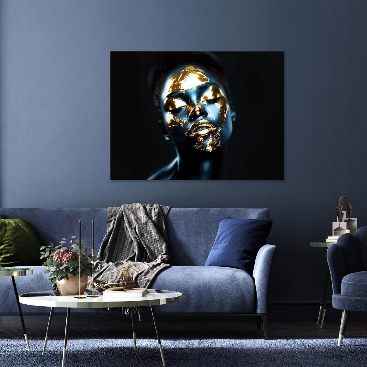 BILDER Abstrakt Frau Gold 60x40 - Multicolor, Holzwerkstoff (60/40cm) - Wallarena