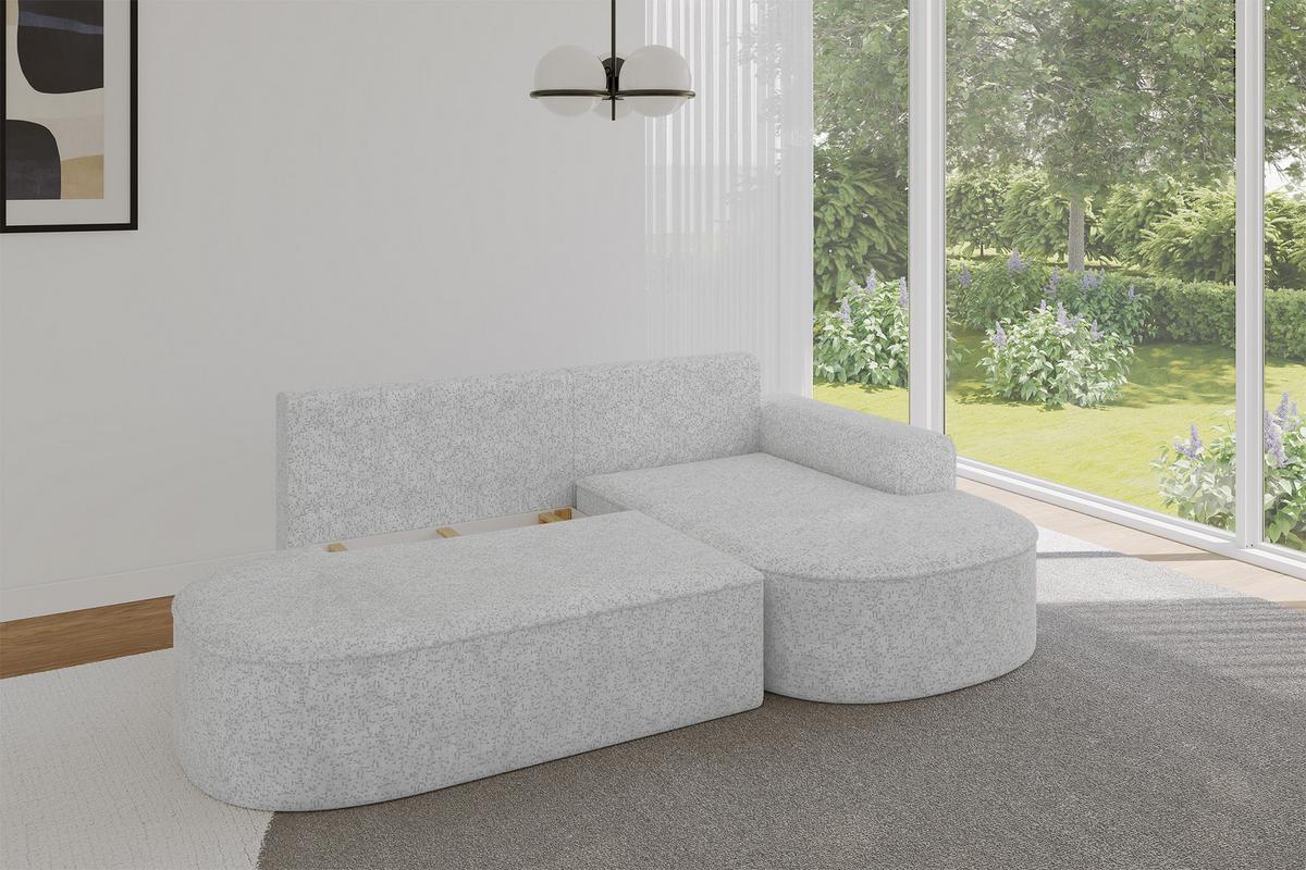 ECKSOFA mit Schlaffunktion und Bettkasten Ottomane Rechts MARI-L1-S - 283x167x73 cm Grau Tissu - Schwarz/Grau, Holzwerkstoff/Kunststoff (167/283cm) - ALTDECOR
