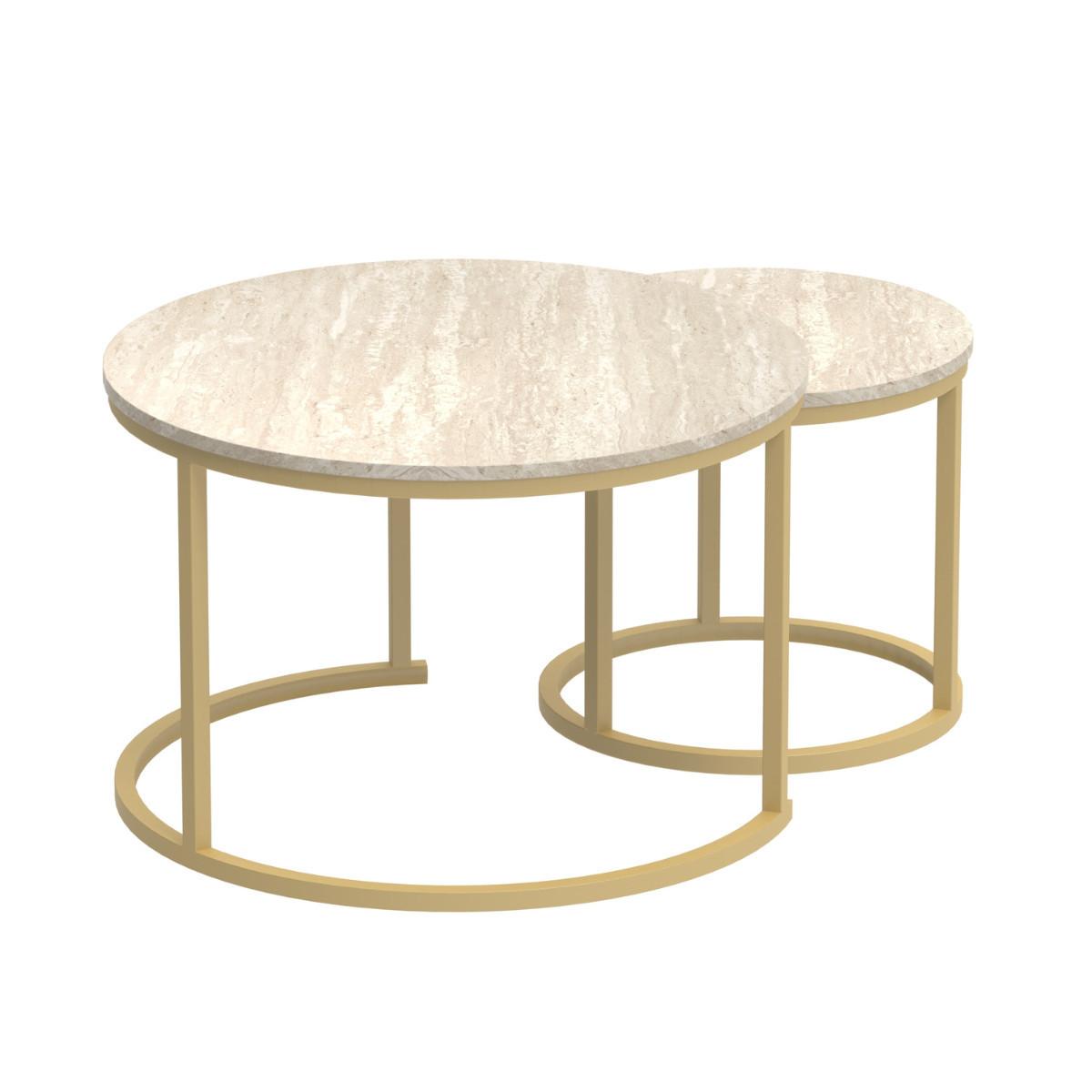 BEISTELLTISCHEN (Set aus 2) 70/70/45,5 cm - Goldfarben, Holzwerkstoff (77.5/70/45.5cm) - Calicosy