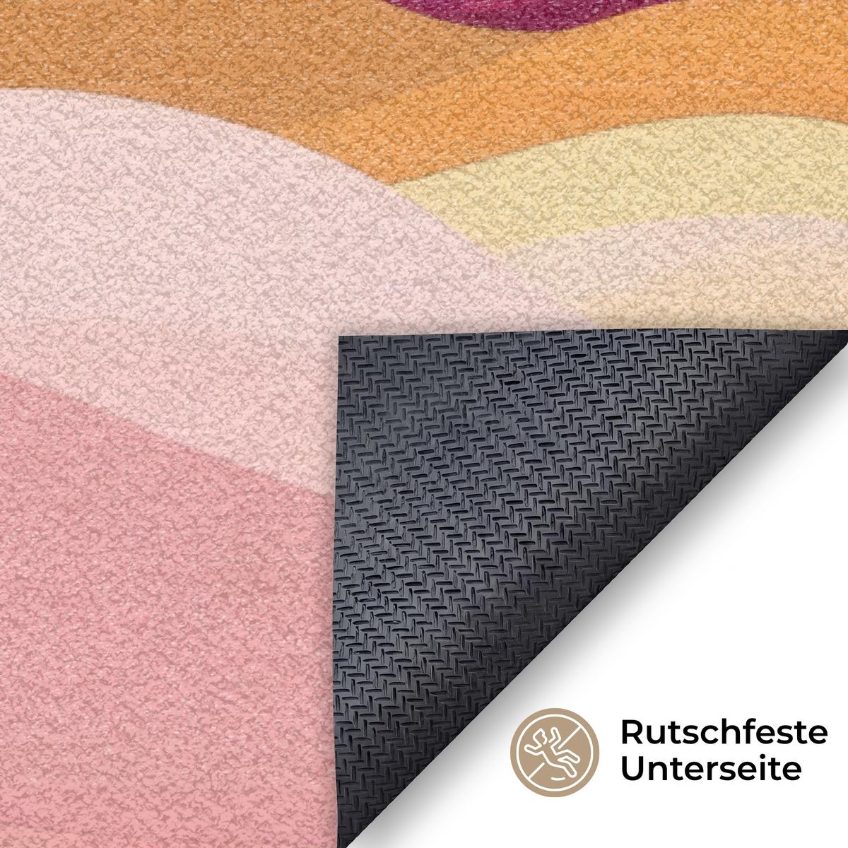 FUSSMATTE Berge - Abstrakt - Sonnenstrahlen - Rosa Sauberlaufmatte 120x80 cm - Rosa, Kunststoff (120/0.4cm) - MuchoWow