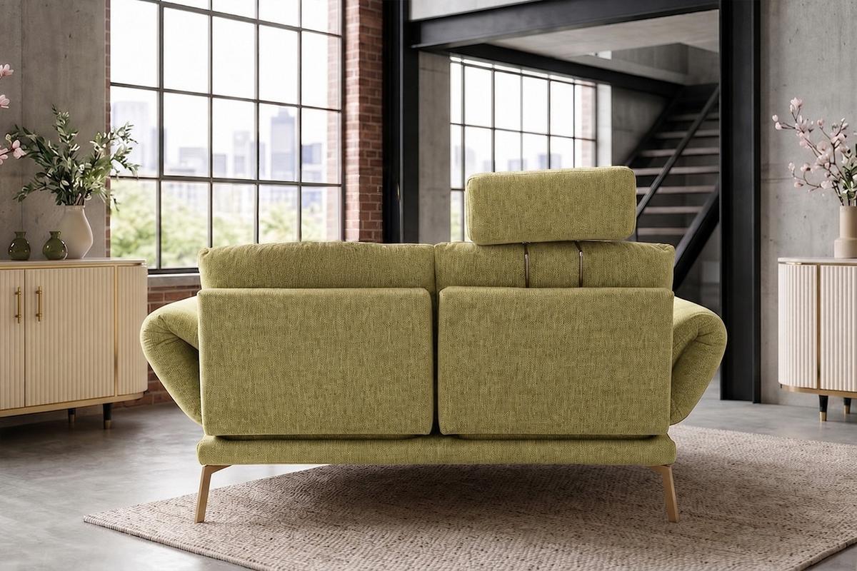 SOFA HOLLY Grün Flachgewebe - Braun/Grün, Textil/Metall (176/90/92cm) - KAWOLA