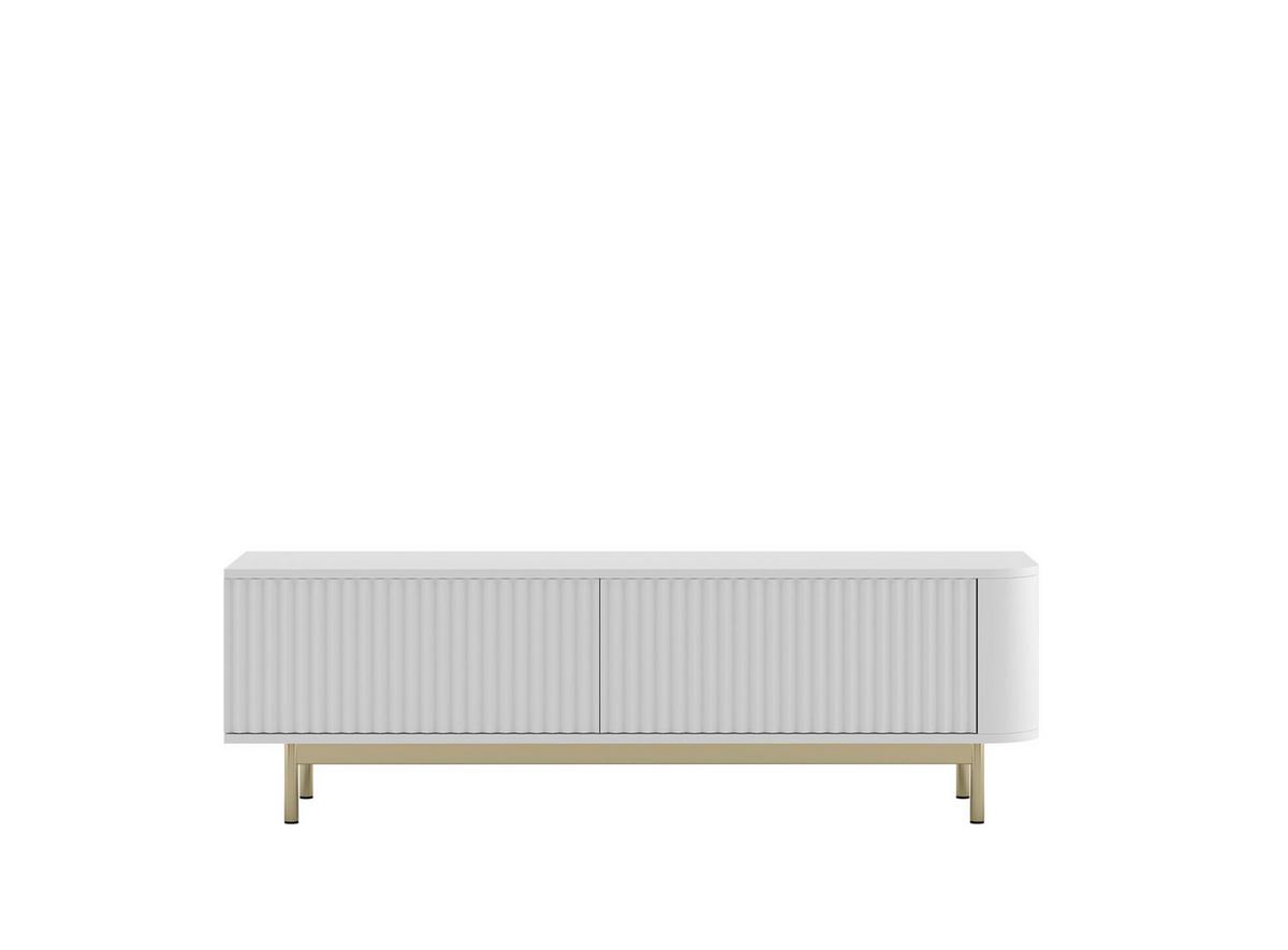TV-LOWBOARD Aurora in Weiß matt 140 cm mit goldenem Metallrahmen - Goldfarben/Weiß, Holzwerkstoff/Metall (140/44/35cm) - Meble Lindner